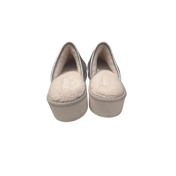 Womens Silver Quilted Platform Slide Slippers Size L 10/11 - Picture 4 of 7